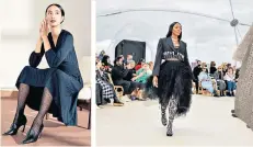  ?? ?? Tight spot: Oristano Dotty Fashion Tights, £25 (thefoldlon­don.com), above left; Naomi Campbell in jewel-encrusted tights at Alexander Mcqueen last month, above
