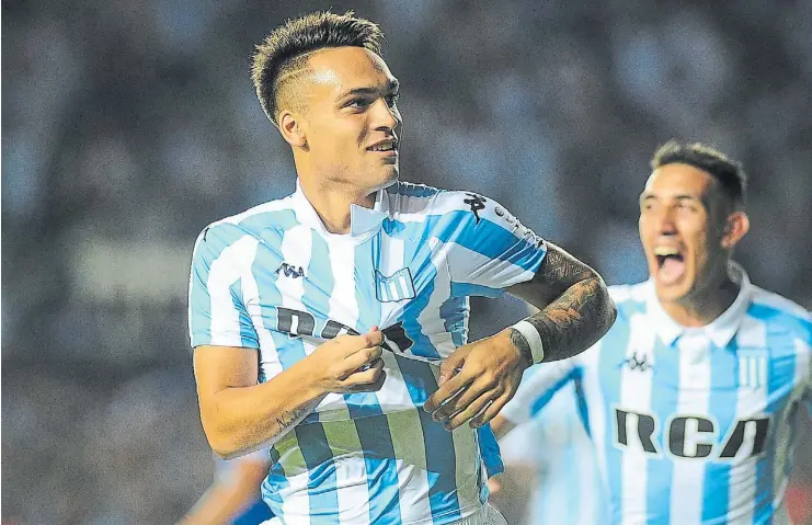  ?? GERMAN GARCIA ADRASTI ?? Destino de Selección. Lautaro Martínez volvió a convertir, ante la presencia de Sampaoli y es casi seguro que irá a la próxima gira con otra celeste y blanca.