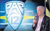  ?? DAVID CRANE — LOS ANGELES DAILY NEWS, FILE ?? Commission­er George Kliavkoff speaks at the Pac-12 conference media day in Los Angeles on July 27.