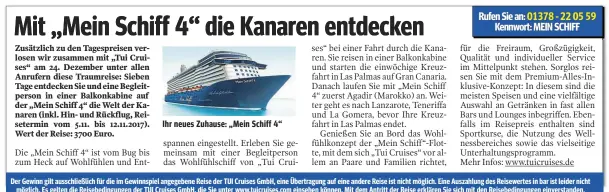  ??  ?? Ihr neues Zuhause: „Mein Schiff 4“