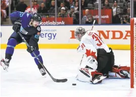  ?? FRANK GUNN/THE CANADIAN PRESS VIA AP ?? Mikkel Boedker, left, joins Sharks practice after playing with Team Europe in the World Cup.