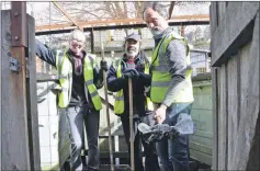  ??  ?? Left: The Salvation Army team cleaning in Stevenson Street were Jane and Hass Sanie and Mark Sheldrick.