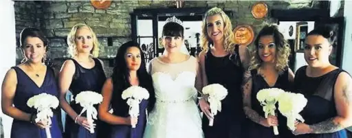  ??  ?? ●●Fay Sammon with her bridesmaid­s – now she is wearing her wedding dress again