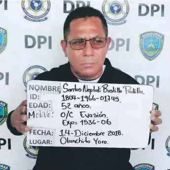  ??  ?? ACUSADO. Santos Neptalí Padilla Bustillo fue enviado preso a Tegucigalp­a porque tenía una orden de captura por evasión.