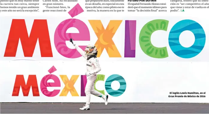  ??  ?? El inglés Lewis Hamilton, en el Gran Premio de México de 2016