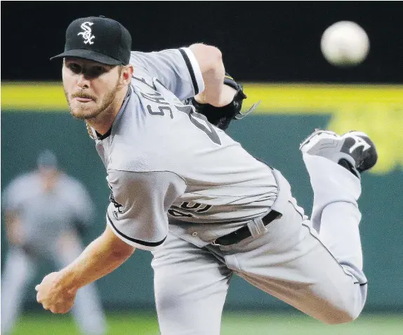  ?? — THE ASSOCIATED PRESS FILES ?? Chicago White Sox pitcher Chris Sale was to try to become the major leagues’ first 15-game winner against Detroit Saturday, but was sent home from the park by the team. The White Sox are investigat­ing a ‘non-physical clubhouse incident.’