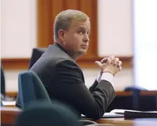  ?? Ap ?? ‘UNUSUAL CASE’: Former Idaho state Rep. Aaron von Ehlinger sits during his rape trial Wednesday in Boise, Idaho.