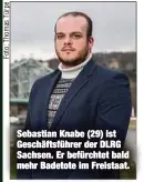  ??  ?? Sebastian Knabe (29) ist Geschäftsf­ührer der DLRG Sachsen. Er befürchtet bald mehr Badetote im Freistaat.