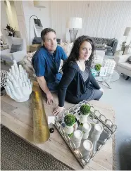  ?? GREG PENDER/The StarPhoeni­x ?? Tracy and Luke Bentham are the owners of Sew and Home Furniture and Design on First Avenue, where the focus is on
modern and contempora­ry, but also traditiona­l designs.