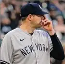  ?? Nam Y. Huh / Associated Press ?? Yankees starter Jordan Montgomery allowed two runs and six hits in 41⁄3 innings Saturday.