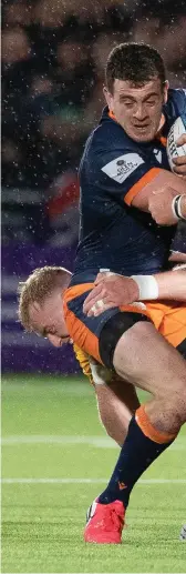  ?? ?? Emiliano Boffelli is tackled during the loss to Ulster. ‘It wasn’t through lack of effort – in fact it might have been too much effort,’ said coach Mike Blair