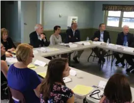  ?? RICHARD PAYERCHIN — THE MORNING JOURNAL ?? Sen. Rob Portman, Elaine Georgas of the Alcohol and Drug Addiction Services Board of Lorain County, and Avon Lake Mayor Greg Zilka were among those attending a roundtable discussion of local efforts to fight opioid addiction held in Avon Lake on May 31.