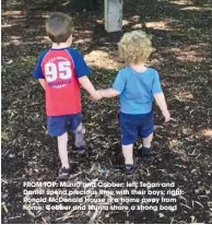  ??  ?? FROM TOP: Munro and Cobber; left: Tegan and Daniel spend precious time with their boys; right: Ronald Mcdonald House is a home away from home; Cobber and Munro share a strong bond