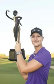  ??  ?? Anna Nordqvist of Sweden poses with the trophy after winning the Bank Of Hope Founders Cup at Wildfire Golf Club at the JW Marriott Desert Ridge Resort in Phoenix, Arizona. - AFP photo