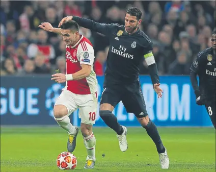  ?? FOTO: AP ?? Sergio Ramos reconoció que había buscado una amarilla ante el Ajax aunque después lo negara a través de las redes sociales