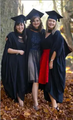  ??  ?? Evelyn Dempsey (left), from Wexford, with Kim Cummins, and Aoife Ryan, Tipperary, who Graduated B.A. (Hons) in applied Social Studies in Social Care.