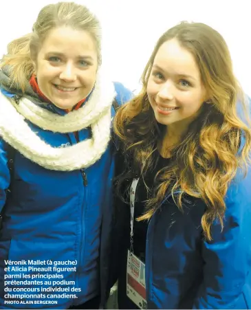  ?? PHOTO ALAIN BERGERON ?? Véronik Mallet (à gauche) et Alicia Pineault figurent parmi les principale­s prétendant­es au podium du concours individuel des championna­ts canadiens.