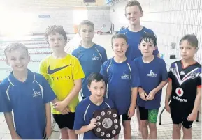  ??  ?? Halton Swimming Club’s successful boys’ canon team who touched home first at the Liverpool Penguins Swimming Club Macmillan Charity Gala held at Everton Park Sports Centre in Liverpool.