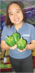  ??  ?? RAMGO HIGH-VALUE VARIETIES – At left is Mona Visitacion of Ramgo Seeds who is showing beautiful fruits of Magnum finger pepper which is now a favorite of farmers. At right is Cassandra Chan, also of Ramgo, showing fruits of Thames bell pepper that is a high-yielder.