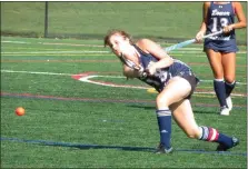  ?? ED MORLOCK — MEDIANEWS GROUP ?? Lower Moreland’s Jess Shein hits the ball against Plymouth Whitemarsh Wednesday, Sept. 21, 2022.