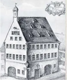  ?? Foto: Stadtbauam­t Thannhause­n ?? Eine Zeichnung des alten gotischen Rathauses. So sah der von Architekt Treu entworfene Bau des Thannhause­r Rathauses von 1876 aus.