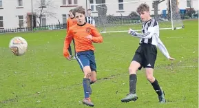  ??  ?? Fairmuir U/15 (orange) had their own cup success, smashing Broughty Panthers 6-0 in the Jean Pieree Babin Cup quarter-finals.