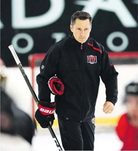  ?? SEAN KILPATRICK/THE CANADIAN PRESS ?? Senators head coach Guy Boucher was been pleased with top prospects Brady Tkachuk and Alex Formenton in the pre-season, and is eager to see what they and the other newcomers to Ottawa’s roster will bring to this transition­al season for the NHL club.