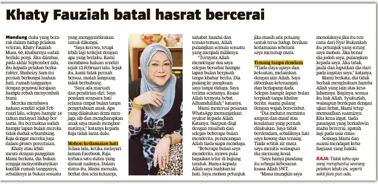Khaty Fauziah Batal Hasrat Bercerai Pressreader