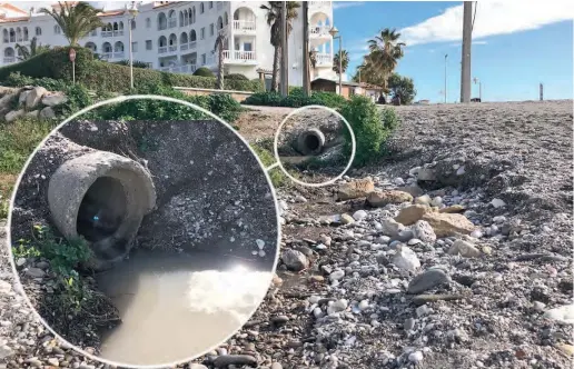  ?? Foto: Michael Trampert ?? Aus einem Kanalrohr an der Playa Torrecilla lief am Montag eine übelrieche­nde Brühe.