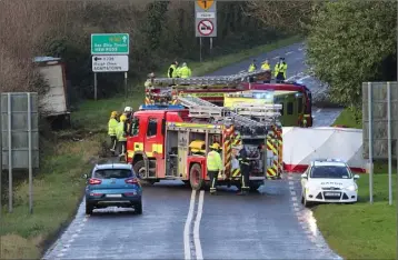  ??  ?? The scene of the fatal accident on the N30 at Ballymacke­ssy between Clonroche and Enniscorth­y last Friday which claimed the life of Mick Kehoe.