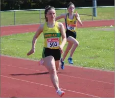  ??  ?? Lily O’Connor sets her sights on the finish line as she wins her 200m race for Boyne AC.