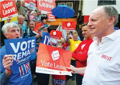  ??  ?? Clash: Opposing camps meet head-on during last year’s EU referendum campaign