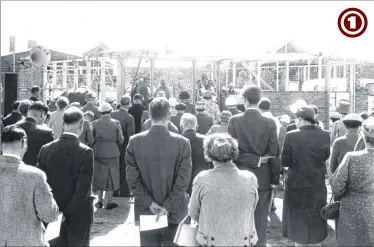  ??  ?? Scores of Kennington residents gather for the laying of the foundation stone of the new St Mary’s Church Hall, in Oakfield Road, Kennington, on May 14, 1960