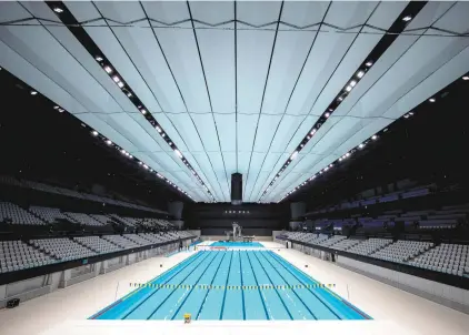  ?? BEHROUZ MEHRI AGENCE FRANCE-PRESSE ?? La piscine du Centre aquatique de Tokyo qui doit accueillir les épreuves de natation