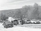  ??  ?? A car pileup near the family’s home in Austin on Tuesday.