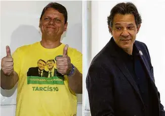  ?? Danilo Verpa/Folhapress e Ronny Santos/Folhapress ?? Os candidatos ao Governo de São Paulo, Tarcísio de Freitas, do Republican­os, e Fernando Haadad, do PT