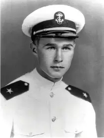  ?? George Bush Presidenti­al Library via MCT ?? George H.W Bush, then a naval aviator cadet, in early 1943. Bush piloted 58 combat missions during World War II.
