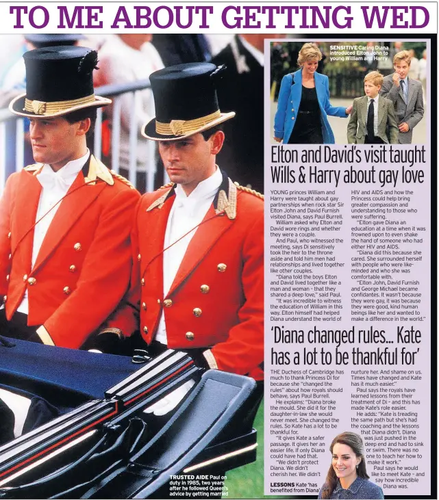  ??  ?? TRUSTED AIDE Paul on duty in 1985, two years after he followed Queen’s advice by getting married