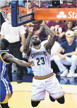  ?? PHOTO: GETTY IMAGES ?? On the rim . . . LeBron James takes the ball to the rim for the Cleveland Cavaliers during their successful 2016 NBA Finals against the Golden State Warriors in Cleveland.