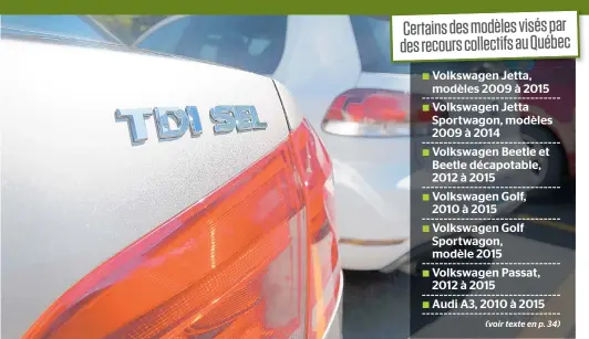  ??  ?? Sur son site internet, Volkswagen Canada a enlevé toute référence aux véhicules équipés du moteur concerné.