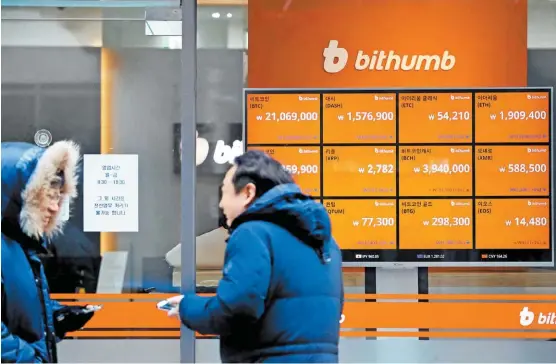  ?? KIM HONG JI/REUTERS ?? Bithumb, una de las casas de intercambi­o de divisas digitales.