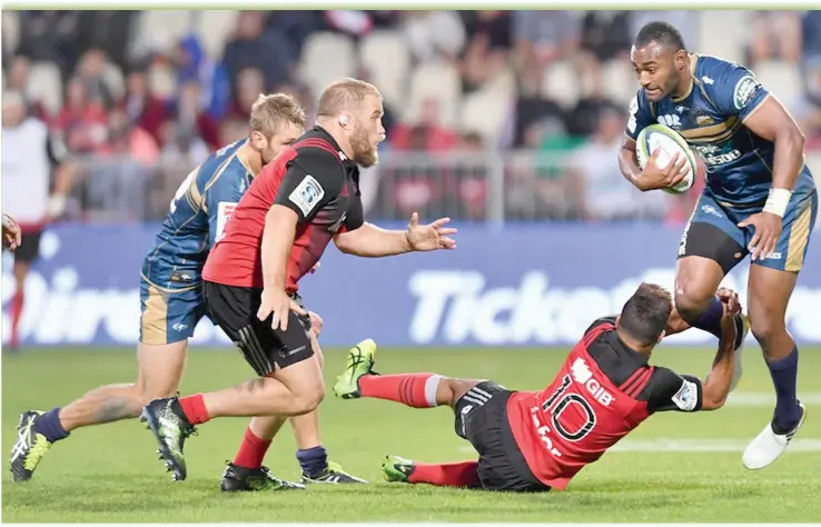  ?? Photo: Zimbio ?? Brumbies Tevita Kuridrani on the attack against the Crusaders in Christchur­ch last night.