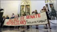  ?? HANS PENNINK — THE ASSOCIATED PRESS ?? This June 21 photo shows members of a coalition from across the state demonstrat­ing in the New York state Capitol, urging legislativ­e members to pass the Child Victims Act in Albany, N.Y.