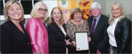  ??  ?? Jackie O Shea Julianstow­n Recieves the Volunteer of the Year award with Cllr Sharon Tolan, Cllr Sharon Keogan Area Manager Fiona Lawless Cllr Tom Kelly and Cllr Eimer Ferguson