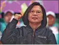  ?? Carl Court/Getty Images north america/Tns ?? Taiwan President Tsai Ing-wen said cross-strait security and reinforcin­g the island’s position in the global supply chain will be key priorities for her final year in office, as she lays a path for her deputy to succeed her.