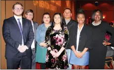  ?? NWA Democrat-Gazette/CARIN SCHOPPMEYE­R ?? Ethan Campbell (from left), Laurie Adkins, Maria Chavez, Melany Chavez, Salvador Chavez, Imana Junior and LaFran Junior gather at the Boys & Girls Club of Benton County Youth of the Year Celebratio­n on March 8 at the John Q. Hammons Center in Rogers.