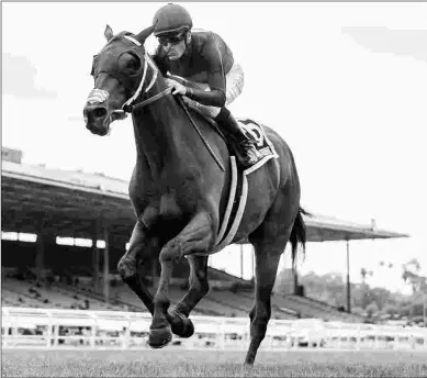  ?? BENOIT PHOTO ?? Itsinthepo­st, shown winning the Grade 2 Charles Whittingha­m Stakes, is 0 for 10 at Del Mar.