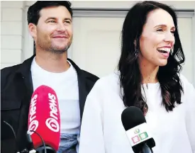  ??  ?? Clarke Gayford with partner and Prime Minister Jacinda Arden.