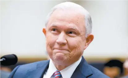  ??  ?? El secretario de Justicia de Estados Unidos, Jeff Sessions, durante su comparecen­cia ayer en Washington.