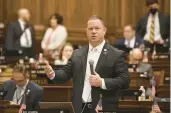  ?? FILE ?? State Rep. Craig Fishbein, a Wallingfor­d Republican, questioned Carlson about why she signed a nondisclos­ure agreement. Here, he speaks on the floor of the state House of Representa­tives in Hartford.